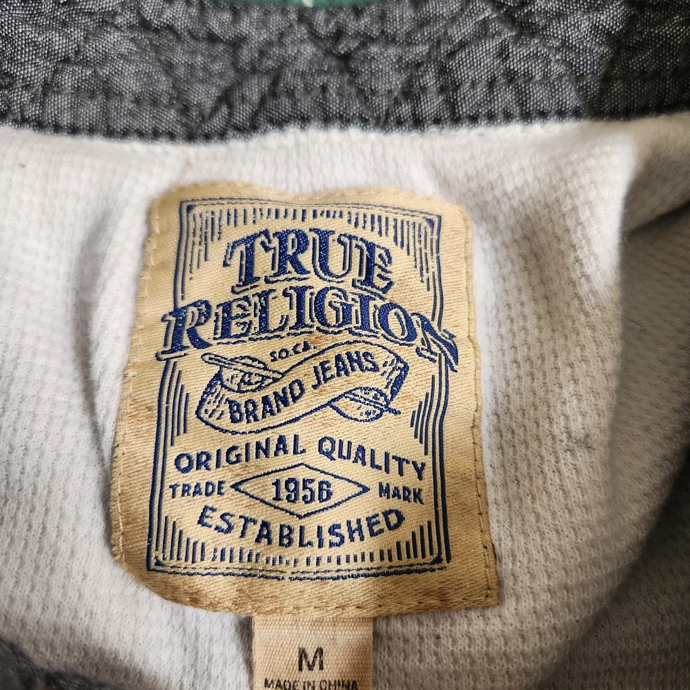 True Religion Green Shirt Size M Plaid Thermal Lined Workwear Flap Pockets Thick